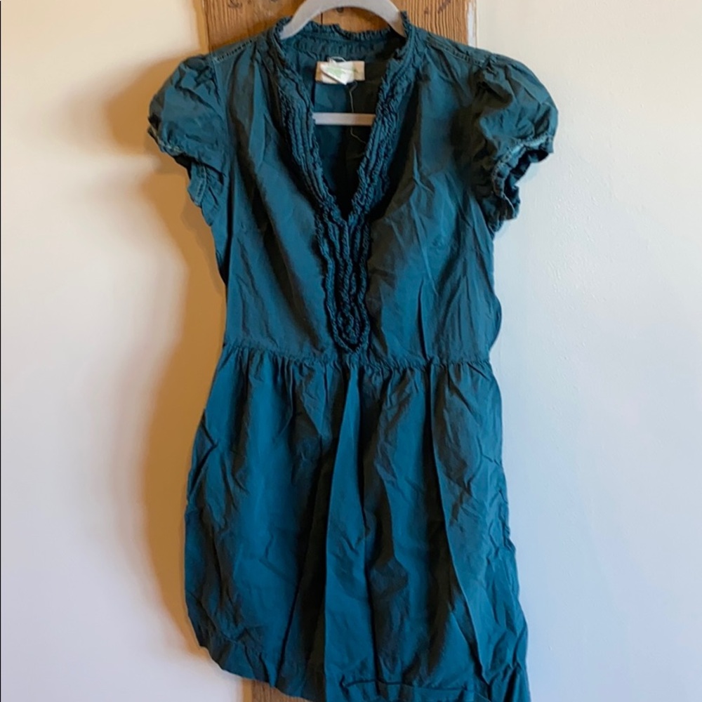Anthropology dark green dress